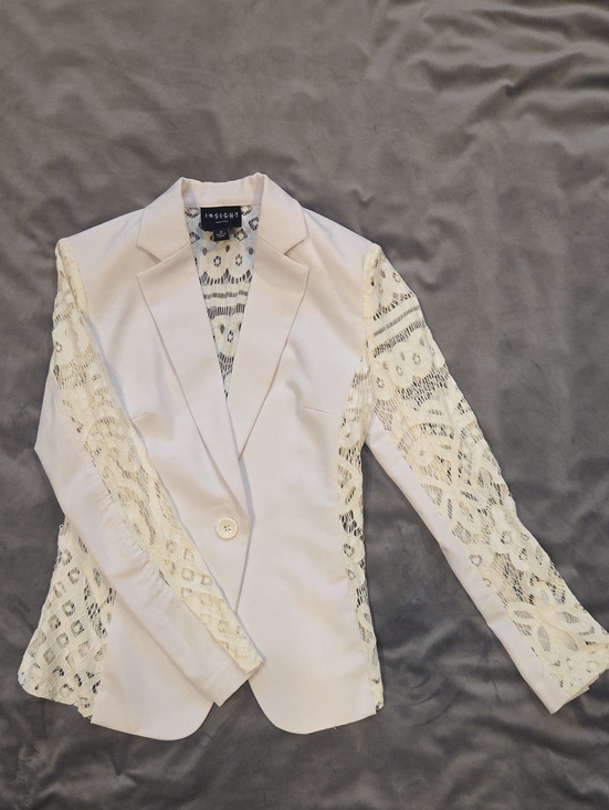 Insight Jackets & Blazers - White Crochet Blazer By Insight